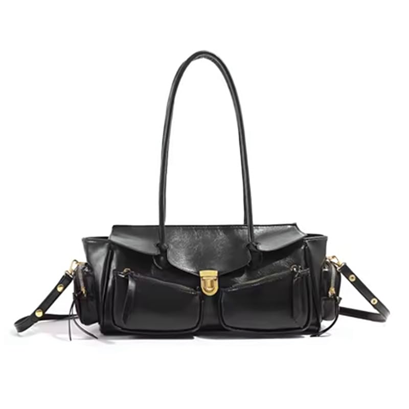 Women Bags For Airport - กระเป๋าโบว์ลิ่งทรงใหญ่สไตล์ Y2K กระเป๋าสะพายไหล่ทรงบอสตันสุดชิค สีพื้น กระเป๋าคาดลำตัวแบบมอเตอร์ไซค์ กระเป๋าสะพายข้างวินเทจสำหรับผู้หญิง