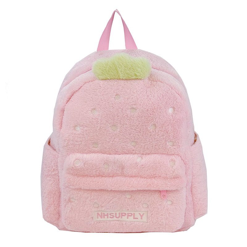 Women Bags For Sale - กระเป๋าเป้สะพายหลังสีพื้นสไตล์หวาน รุ่นคลาสสิค ลายสตรอว์เบอร์รี ขนนุ่ม ปี 2026
