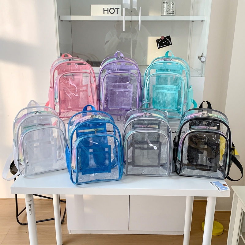 Women Bags For Sale - กระเป๋าเป้ใส PVC ซิปใส ความจุเยอะ ขายดี กระเป๋าอเนกประสงค์สำหรับนักเรียน