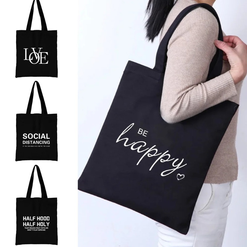 Women Bags Work - กระเป๋าถือสะพายไหล่ลายแมวสีส้มการ์ตูนน่ารัก สีดำ ความจุมาก เหมาะสำหรับทำงาน วันหยุด ช้อปปิ้ง