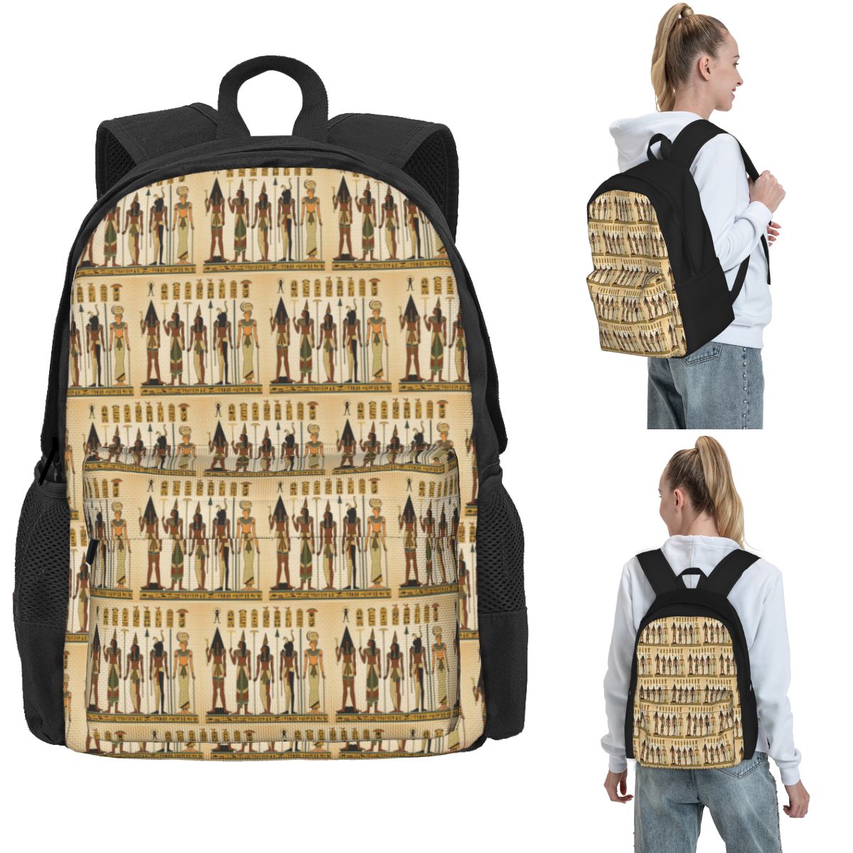 Women Bags Egypt Sale - อียิปต์โบราณกระเป๋าเป้สะพายหลังลายไร้รอยต่อขายร้อนกระเป๋าเป้สะพายหลังความจุขนาดใหญ่กระเป๋าหนังสือกระเป๋านักเรียนกระเป๋าสะพายไหล่สำหรับผู้ชายผู้หญิง