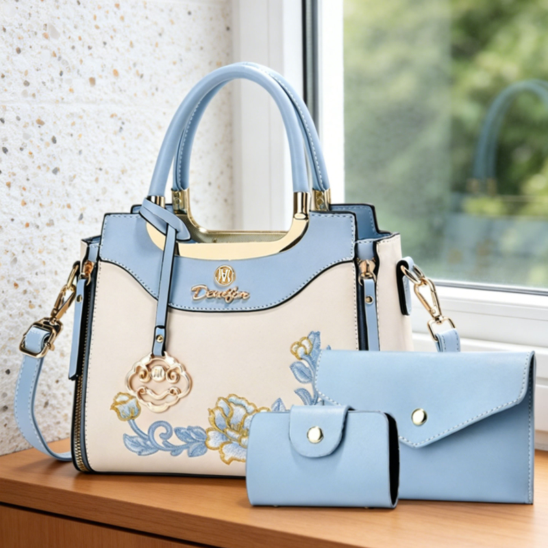 Women Bags Work - ชุดกระเป๋าถือปักลายคุณภาพสูง 3 ชิ้น เหมาะสำหรับการออกไปเที่ยวในชีวิตประจำวัน ออกเดท และทำงาน