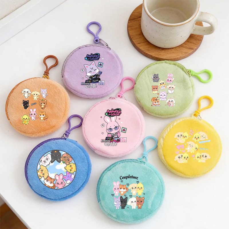 Women Bags With Wallet - กระเป๋าใส่เหรียญพวงกุญแจลายการ์ตูนอนิเมะ Kpop ATEEZ สำหรับผู้หญิงผู้ชาย แฟชั่นกลางแจ้ง กระเป๋าใบเล็ก