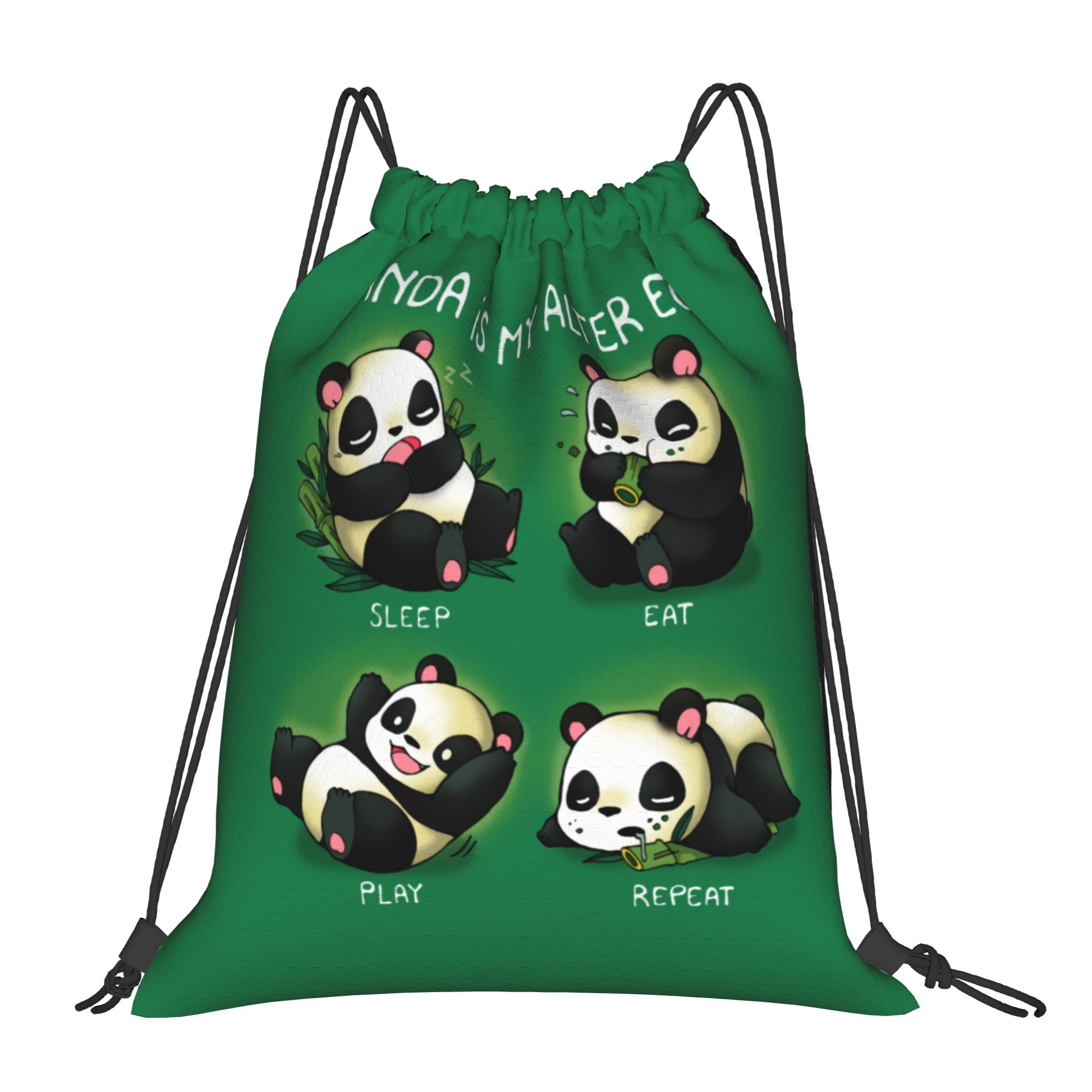 Women'S Bags Ego - กระเป๋าเป้เชือกรูดลายแพนด้าแบบกำหนดเองสำหรับผู้หญิงและผู้ชาย น้ำหนักเบา ลายสัตว์ธรรมชาติ เหมาะสำหรับกีฬาและยิม