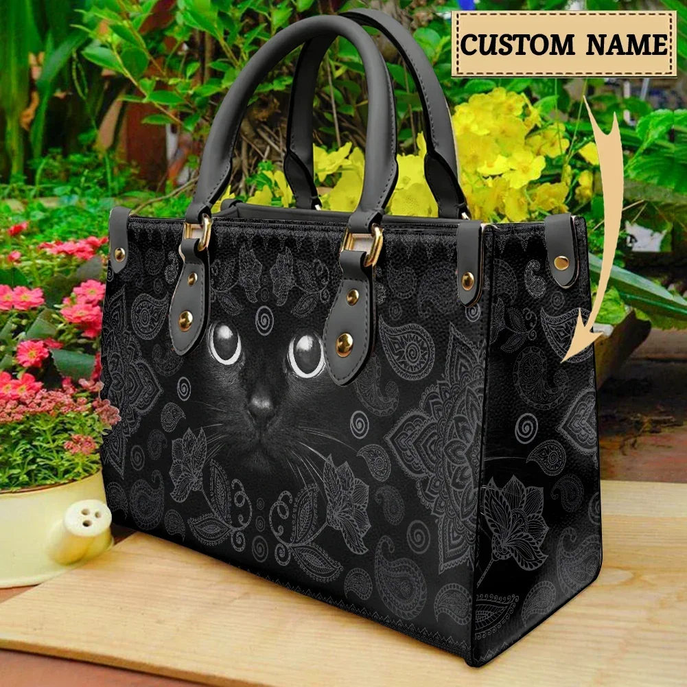 Women Bags Premium Brands - กระเป๋าโท้ทแม่มดวิเศษลายแมวดำสำหรับผู้หญิง ดีไซน์หรูหราพรีเมียม กระเป๋าสะพายข้างแบรนด์เนมสำหรับผู้หญิง