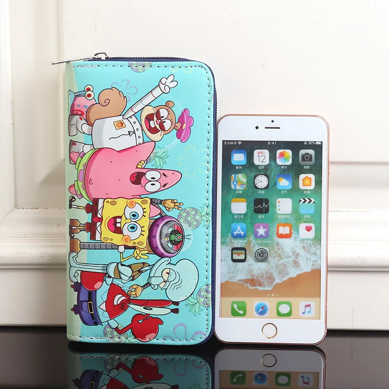 Women Bags With Wallet - กระเป๋าสตางค์ยาวลายสพันจ์บ็อบ สแควร์แพนท์ส สำหรับผู้หญิง ลายแพทริค สตาร์ แซนดี้