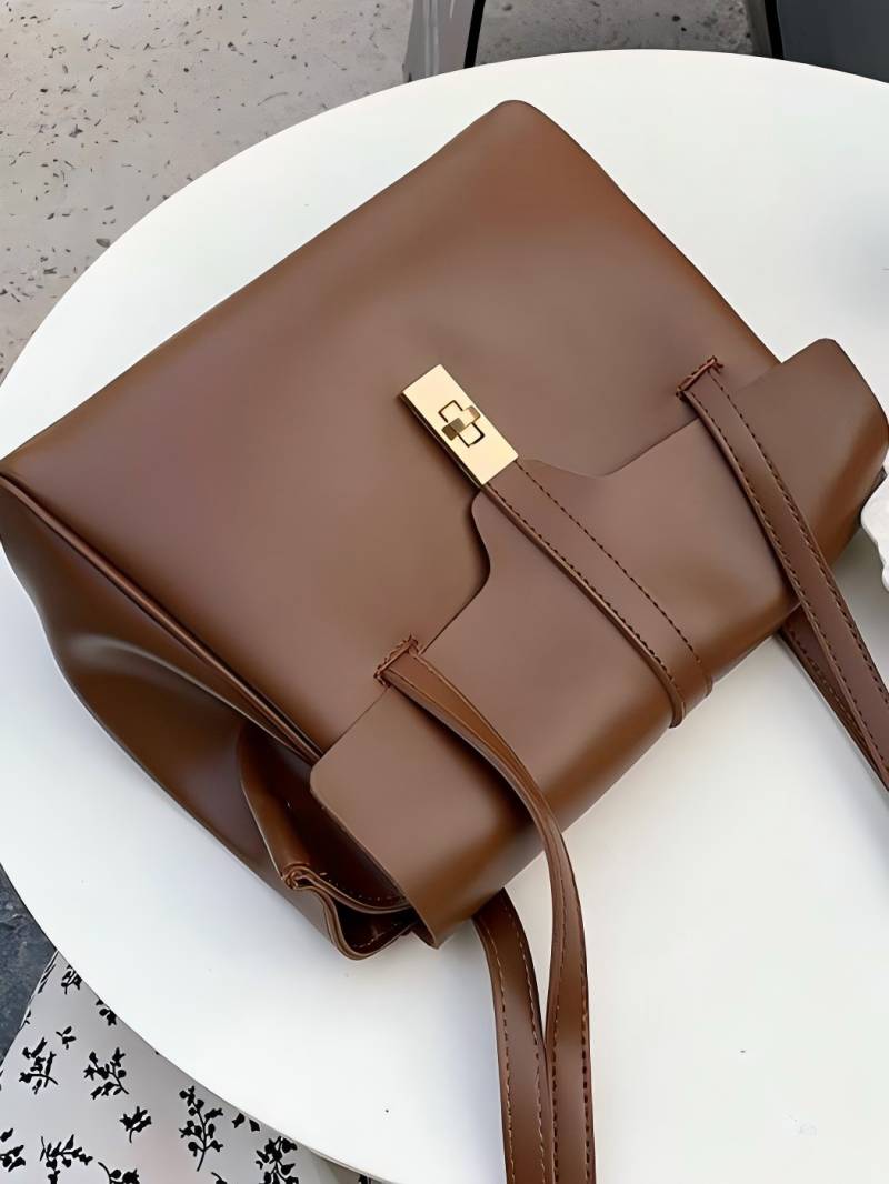 Women Bags For Airport - Cgcbag กระเป๋าสะพายหรูหรานักออกแบบแฟชั่นสำหรับผู้หญิง, กระเป๋าหนัง PU ความจุน้ำหนักเบาสีล้วนแบบเรียบง่ายสำหรับกระเป๋าสะพายไหล่