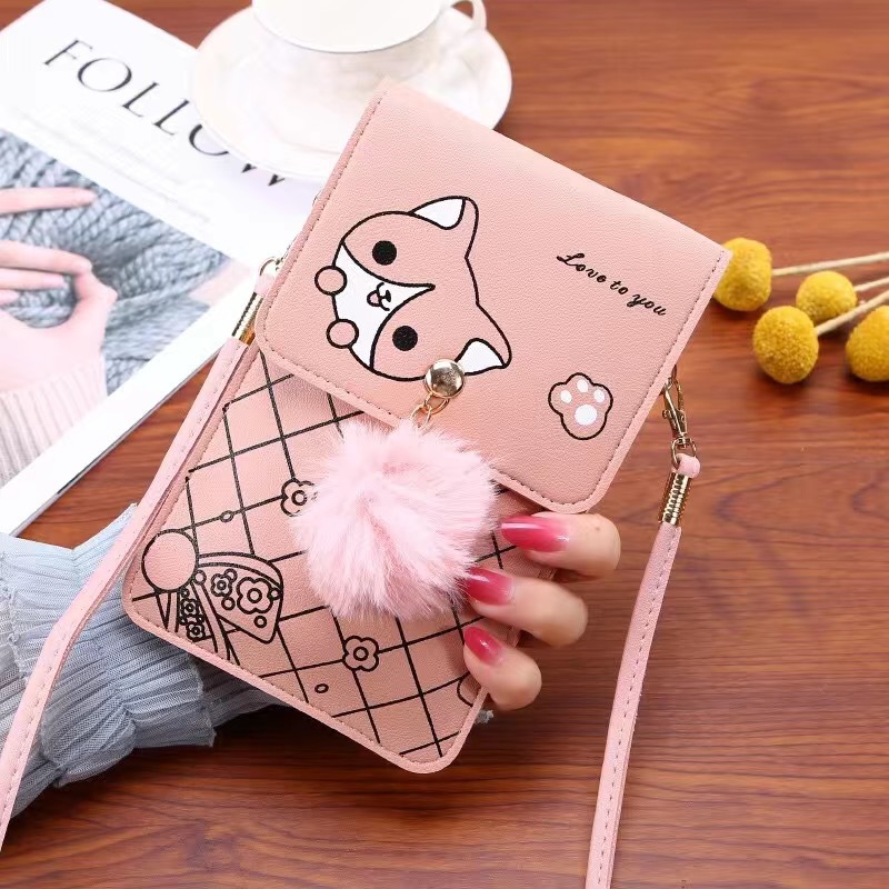 Women Bags With Wallet - กระเป๋าใส่โทรศัพท์หน้าจอสัมผัสลายการ์ตูนน่ารักสำหรับผู้หญิง - กระเป๋าสะพายข้างแบบใสบางเฉียบกระเป๋าสะพายไหล่ขนาดเล็กกระเป๋าสตางค์