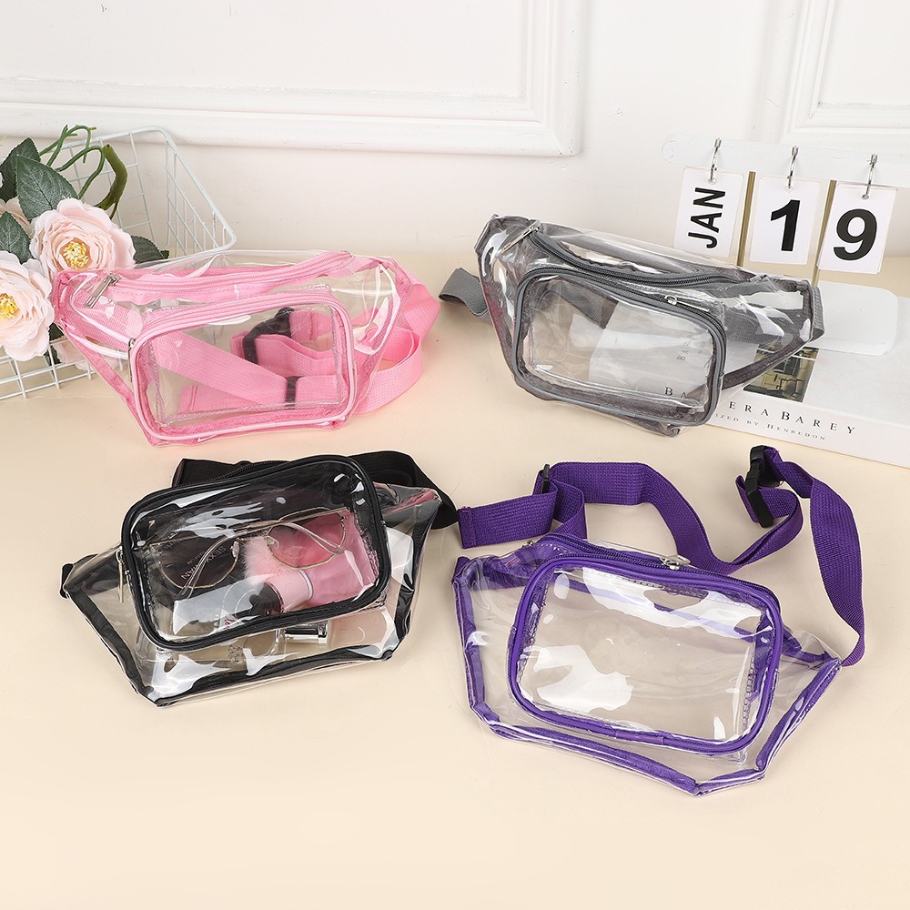 Women Bags Pack - กระเป๋าคาดเอวใส PVC หลายสี สายปรับได้ กันน้ำ ใช้ได้ในสนามกีฬา