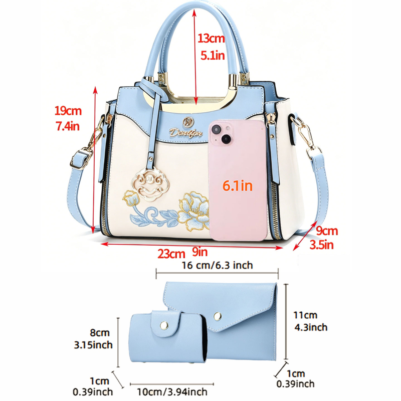 ชุดกระเป๋าถือปักลายคุณภาพสูง 3 - Women Bags Work บทวิจารณ์และราคา