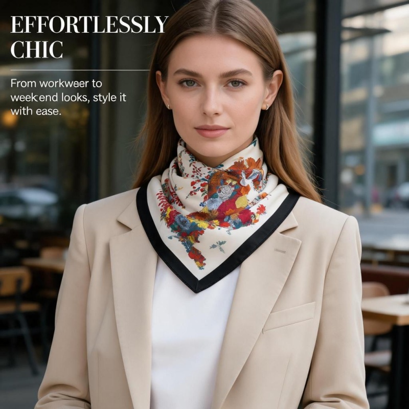 ผ้าพันคอไหมแท้ 100% ขนาด 65x65 - Women Bags Office บทวิจารณ์และราคา