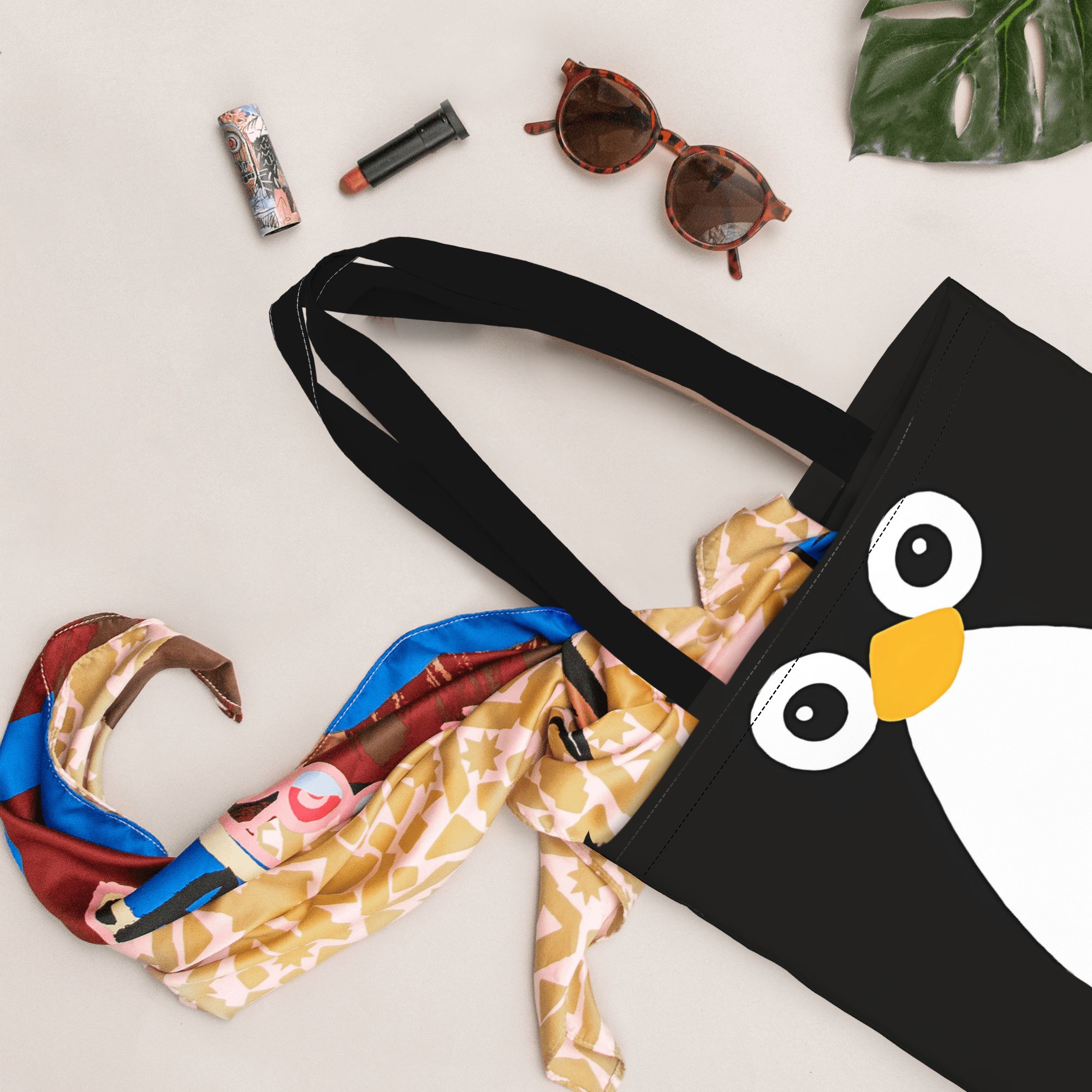 กระเป๋าผ้าแคนวาสลายหน้าเพนกวิน - Women Bags Vector บทวิจารณ์และราคา