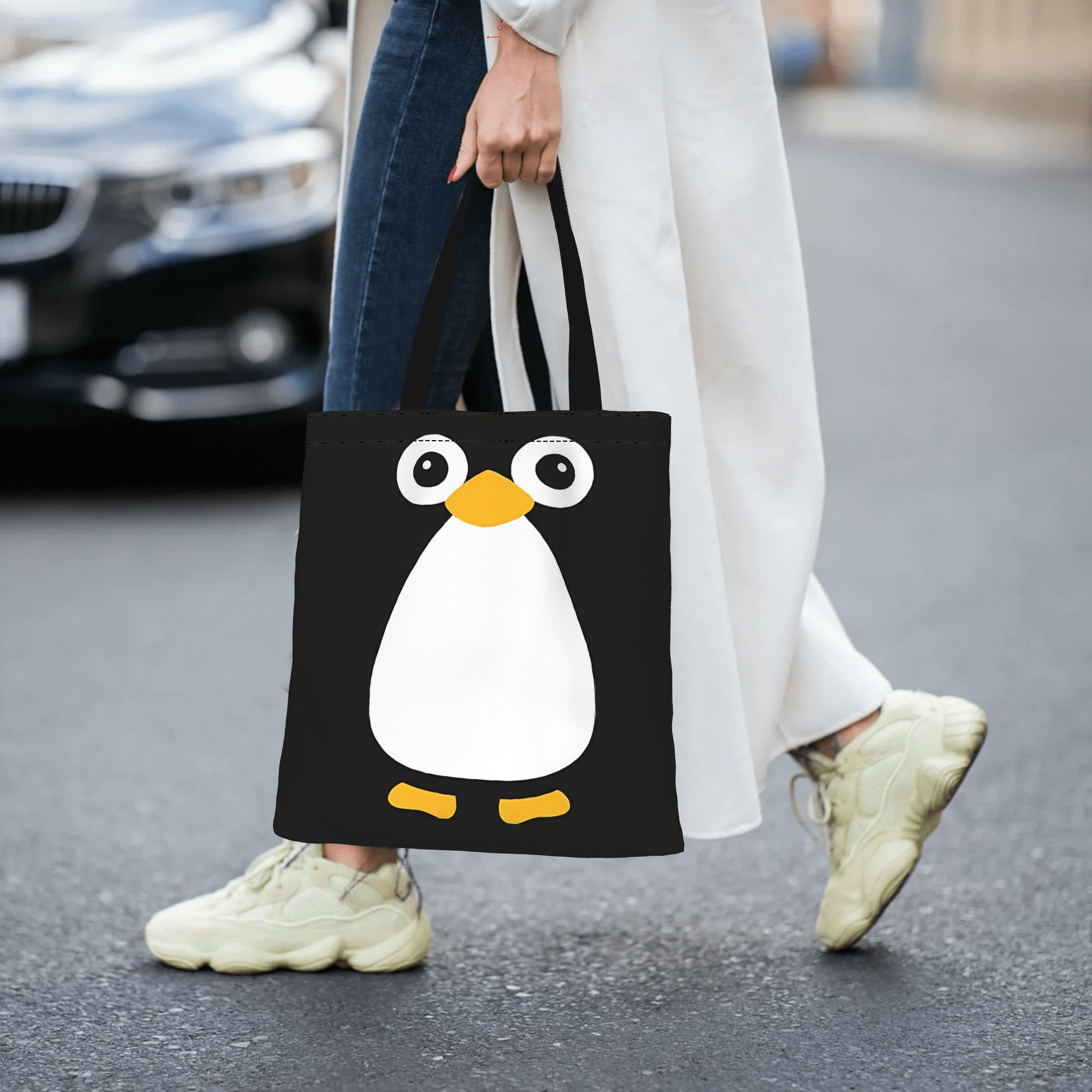 กระเป๋าผ้าแคนวาสลายหน้าเพนกวิน - Women Bags Vector บทวิจารณ์และราคา