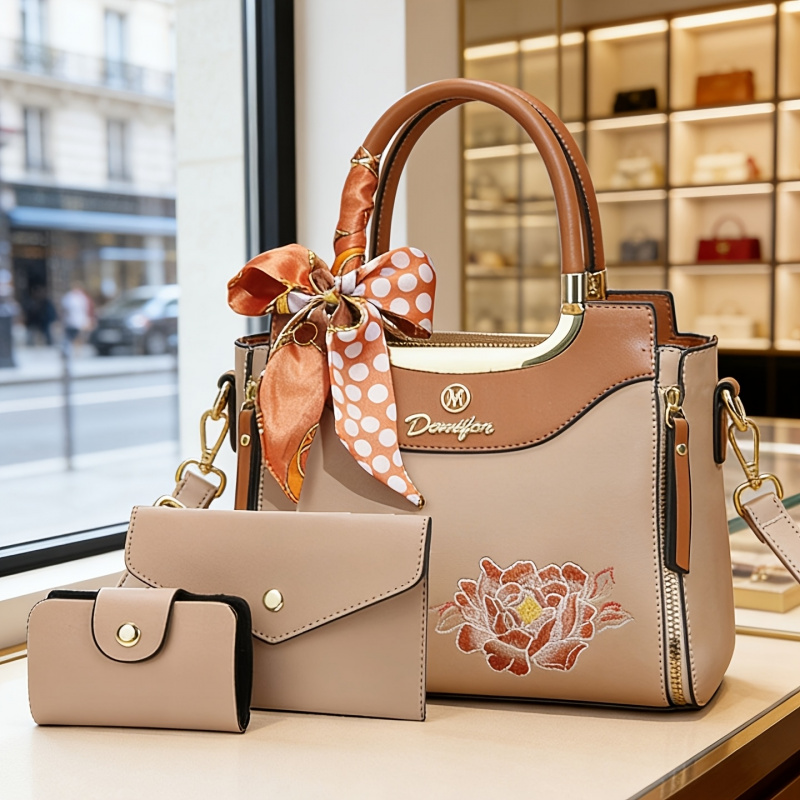 ชุดกระเป๋าถือปักลายคุณภาพสูง 3 - Women Bags Office บทวิจารณ์และราคา