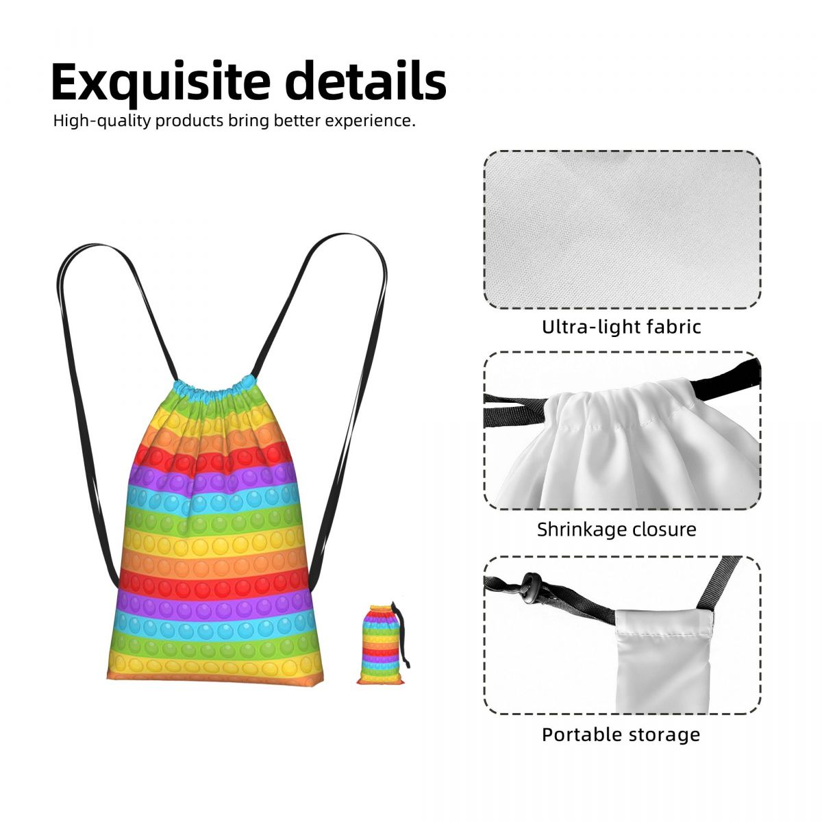 กระเป๋าเป้แบบมีเชือกผูก ลายพรี - Women Bags Vector บทวิจารณ์และราคา