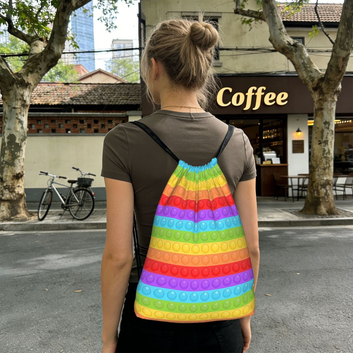 กระเป๋าเป้แบบมีเชือกผูก ลายพรี - Women Bags Vector บทวิจารณ์และราคา