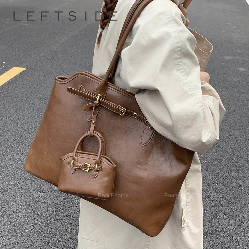 LEFTSIDE Big PU หนังสั้นไหล่กร - Women Bags For Airport บทวิจารณ์และราคา